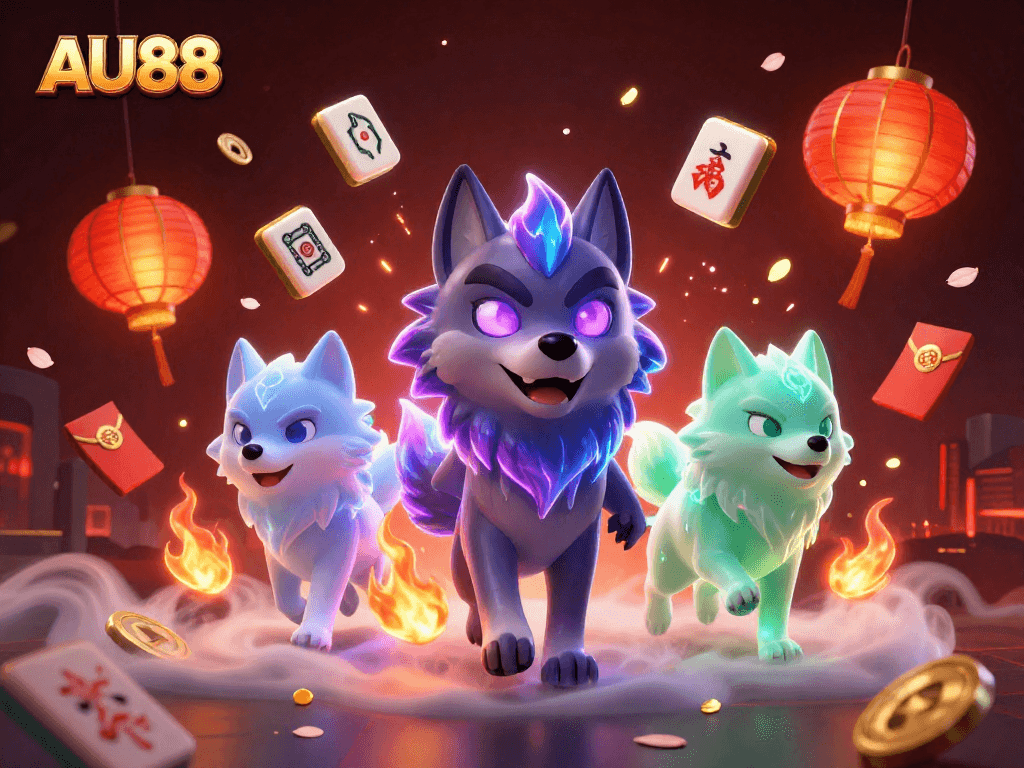 Experience high-stakes betting at AU88 with thrilling visuals of casino games and lucky symbols.