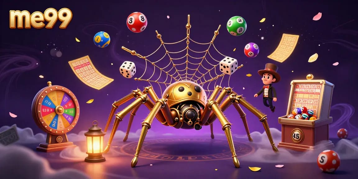 Spin the reels at me99 with vibrant themes and golden treasures in this dynamic casino illustration.