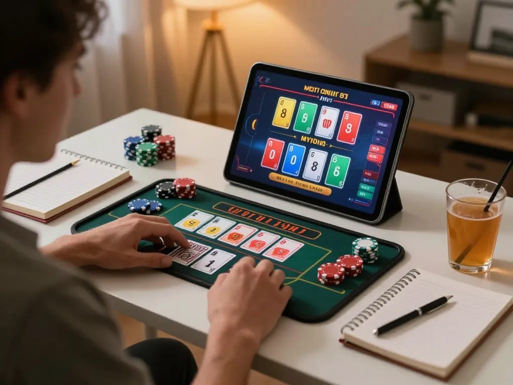 ee88go user enjoying a live dealer game on a tablet showcasing strategic betting techniques