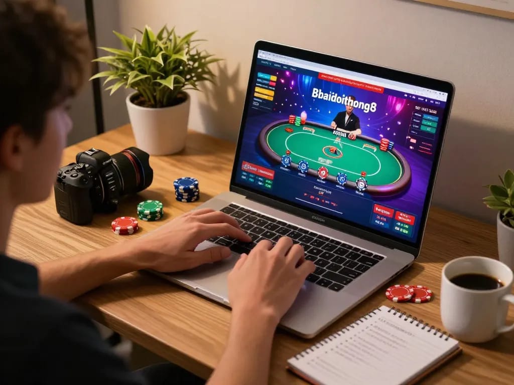 Play poker strategically on gamebaidoithuong8 with a lively online casino atmosphere.