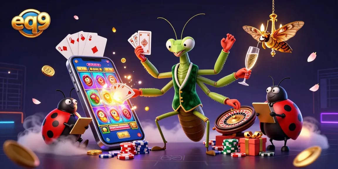 Play slots with excitement at eq9 casino featuring vibrant animations and energetic characters.