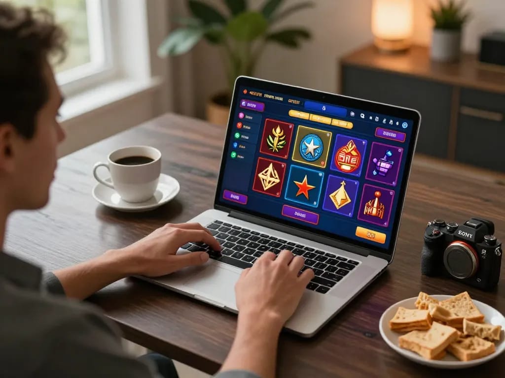 Engaging gameplay on Go99 online casino featuring a player strategizing with a laptop.