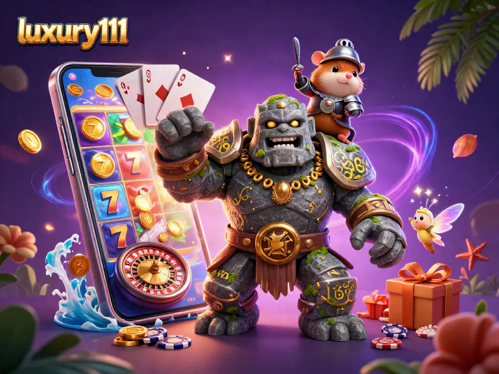 Experience thrilling wins at luxury111 with vibrant slots and magical characters in a colorful scene.