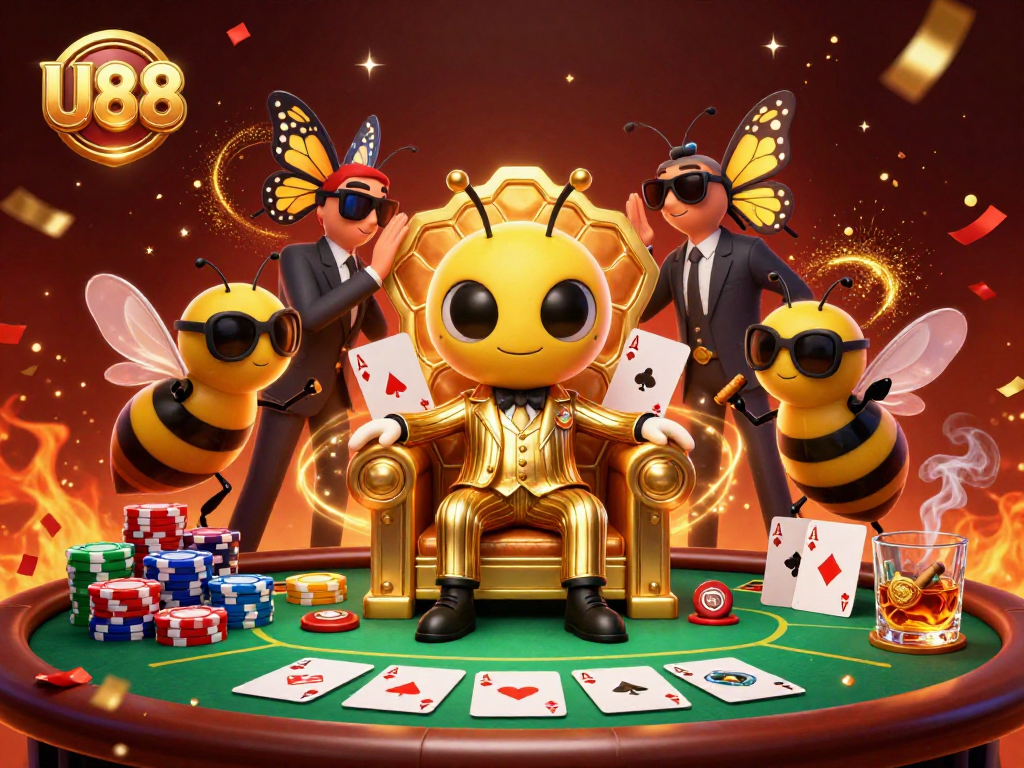 Play and win big with U88 at an exciting online casino filled with vibrant colors and gaming elements.