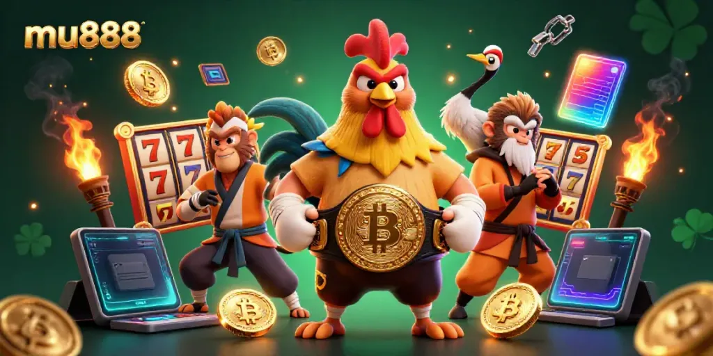 Experience exciting gambling magic at mu888 with vibrant characters and lively casino elements.