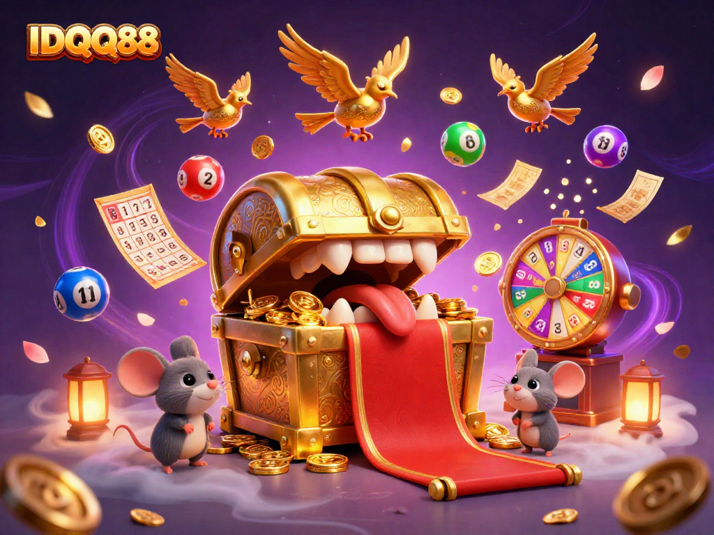 Experience winning thrills with IDQQ88 as adventurer mice explore treasure and excitement in a dynamic casino scene.