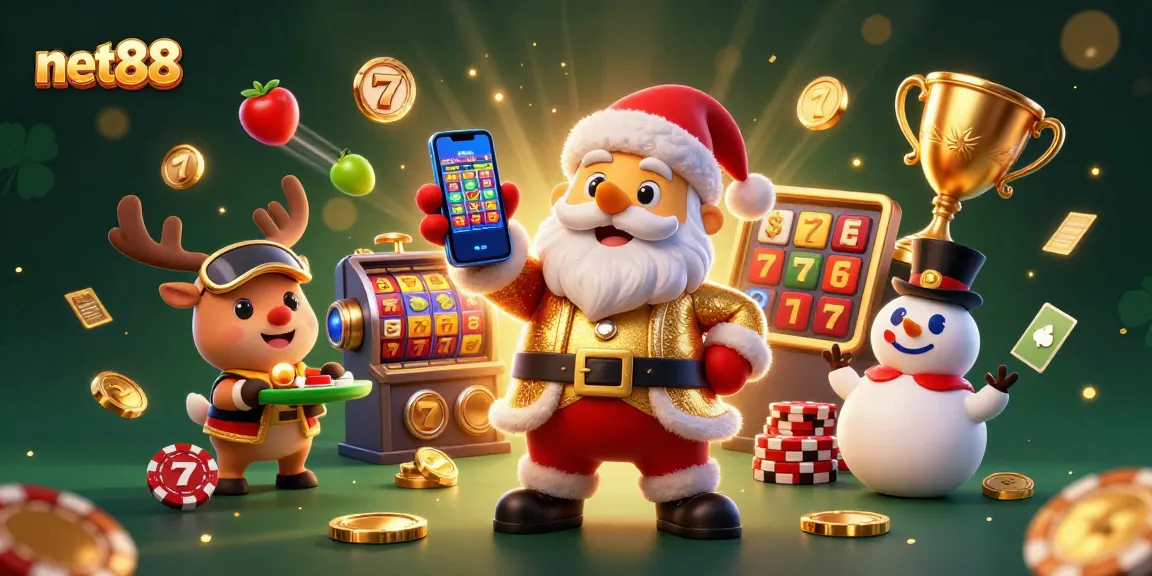 Spin for fun and prizes with net88 in a vibrant casino scene filled with festive characters.