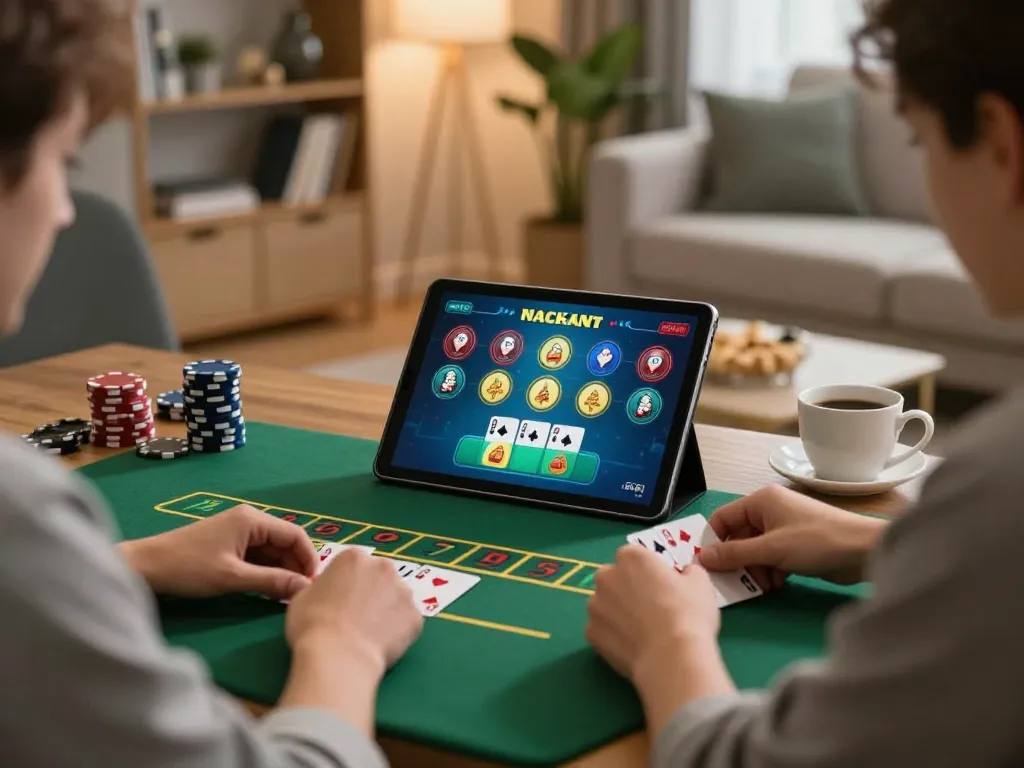 Players enjoying a thrilling round of online blackjack at xin88 in a cozy home environment
