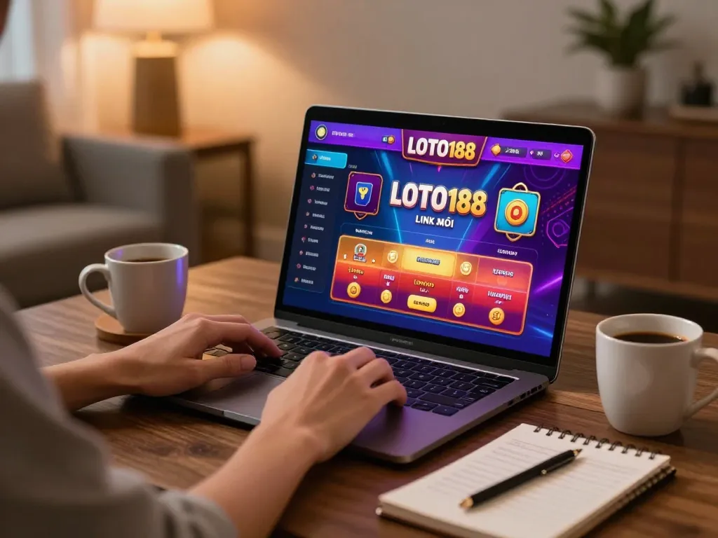 Engaging online gaming setup showcasing LOTO188 LINK MỚI in a cozy environment.