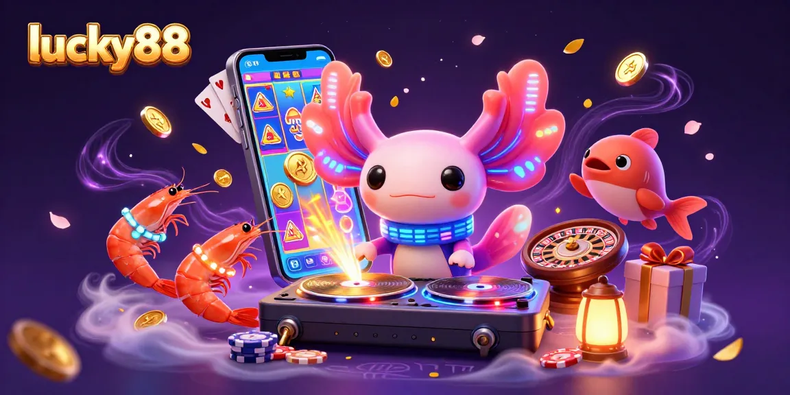 Experience thrilling gameplay with lucky88 as vibrant axolotl DJ spins at an underwater casino.