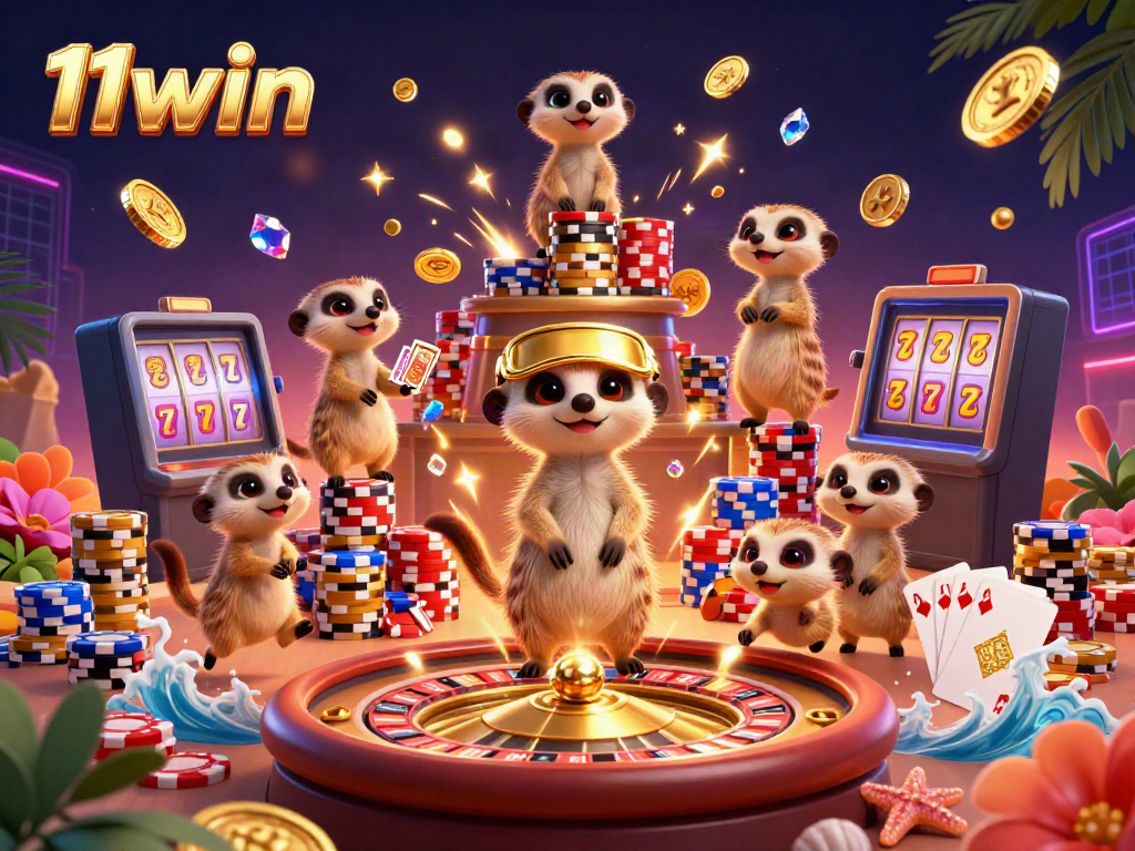 Engage with 11win's vibrant casino atmosphere, featuring meerkats themed gaming operations.