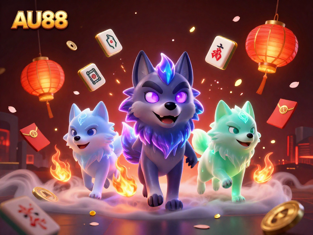 Experience high-stakes betting at AU88 with thrilling visuals of casino games and lucky symbols.