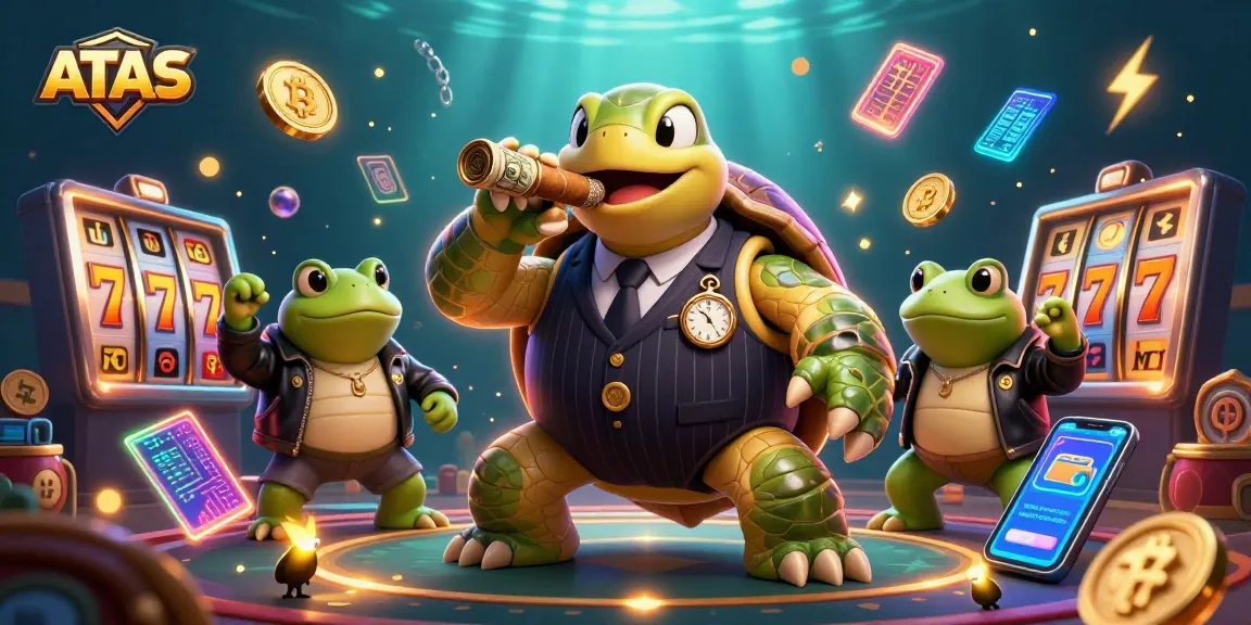 Play slots and win big with ATAS, featuring vibrant characters and dynamic casino elements.