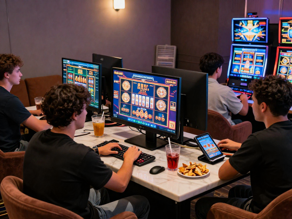 Giocatori al casinò online non aams, immersi nell'azione e nei giochi d'azzardo.