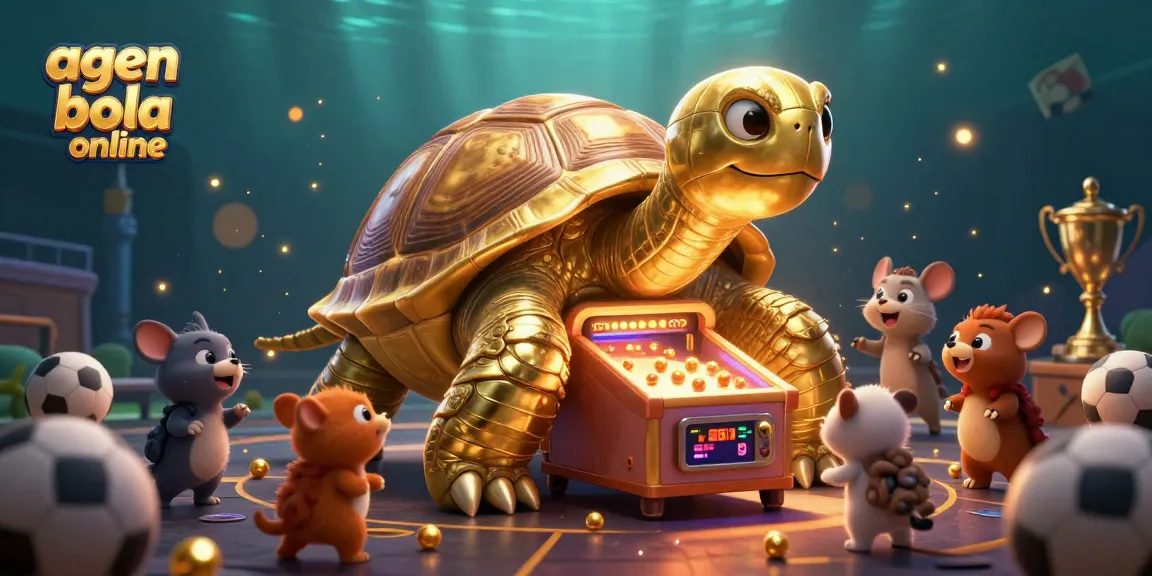 Experience thrilling action at agen bola online with an exciting sports betting scene featuring a colossal tortoise.