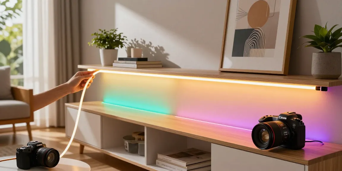 Instalare benzi LED în interior elegant, iluminat modern pentru confort acasă.