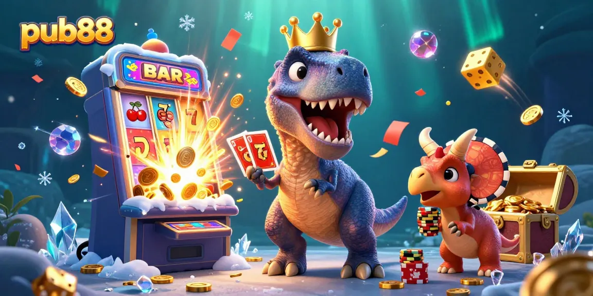 Spin and win at pub88 with vibrant casino characters and action-packed slot elements.