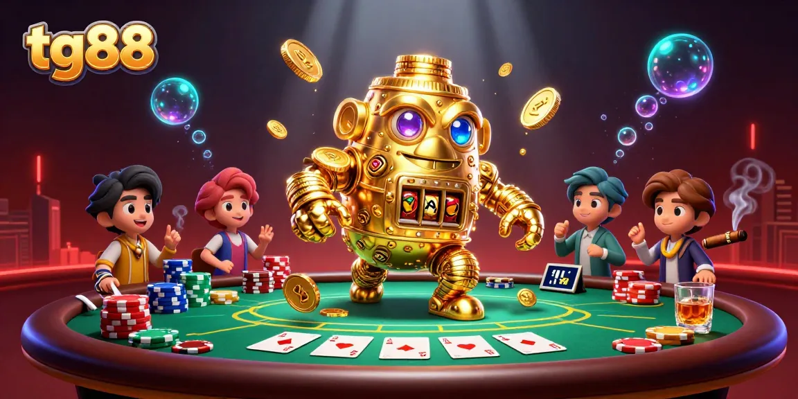 Engaging tg88 scene capturing a golden golem and dazzling poker elements, highlighting excitement in gaming.