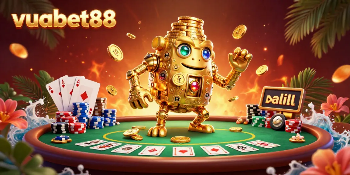 Experience excitement with the golden golem and vibrant gambling elements at vuabet88 casino.