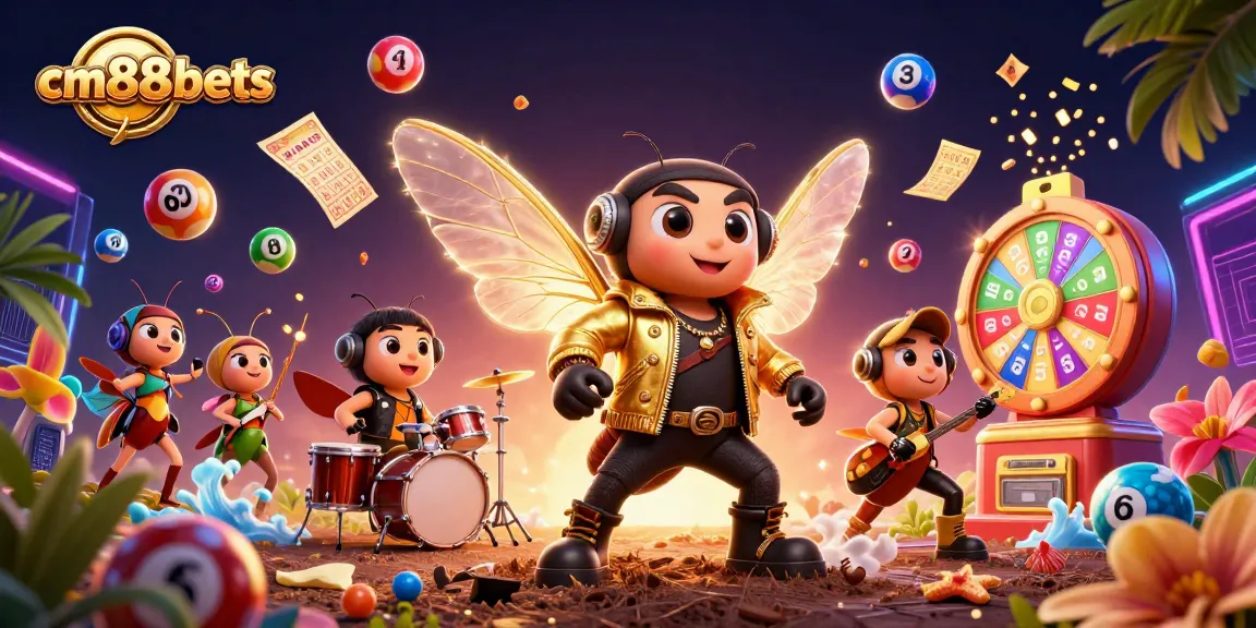 Win big with cm88bets in an action-packed 3D casino scene featuring vibrant lottery elements.