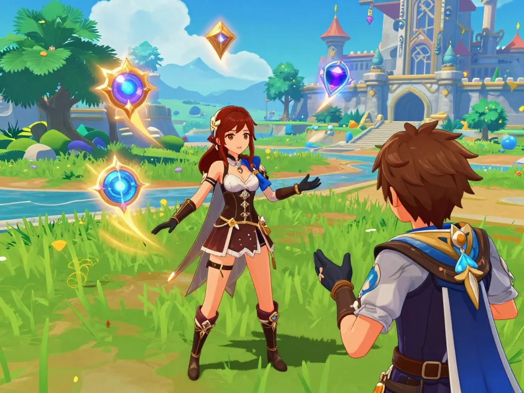 Female protagonist exploring vibrant fantasy world in interactive porn games.