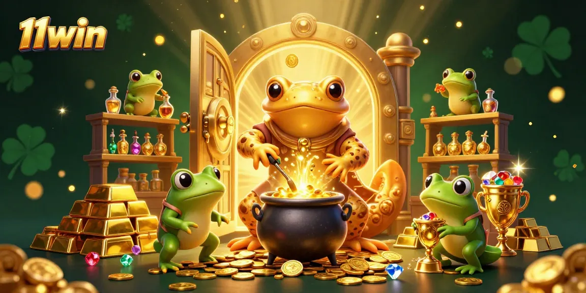 Experience the magic of 11win with an enchanting scene of golden alchemy and casino treasures.