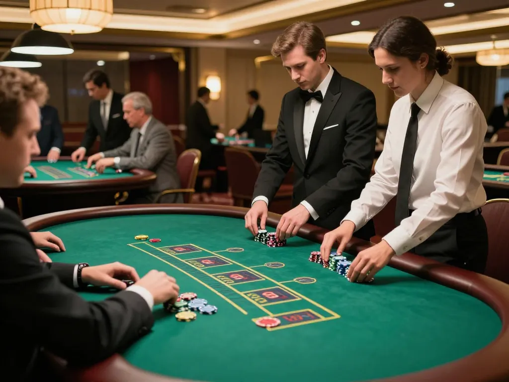 Players engage in high-stakes games at an lc88 blackjack table in a luxurious casino environment
