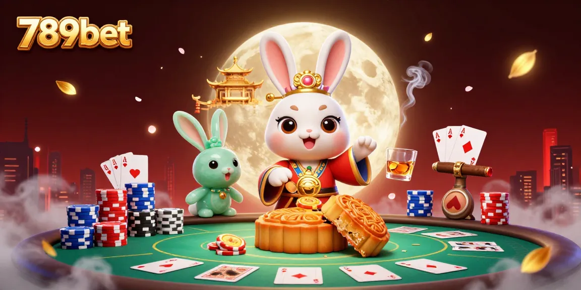 Experience thrilling poker action with 789bet's moon rabbit and vibrant casino elements.