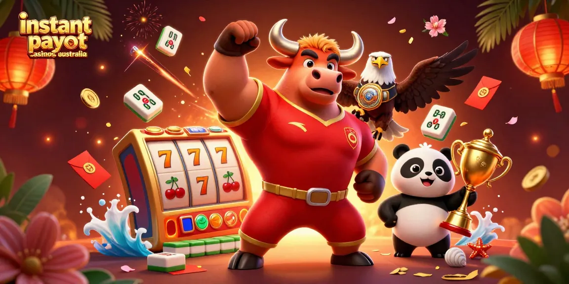 Experience instant payout casinos Australia with vibrant characters and dynamic gaming elements in a rich 3D illustration.