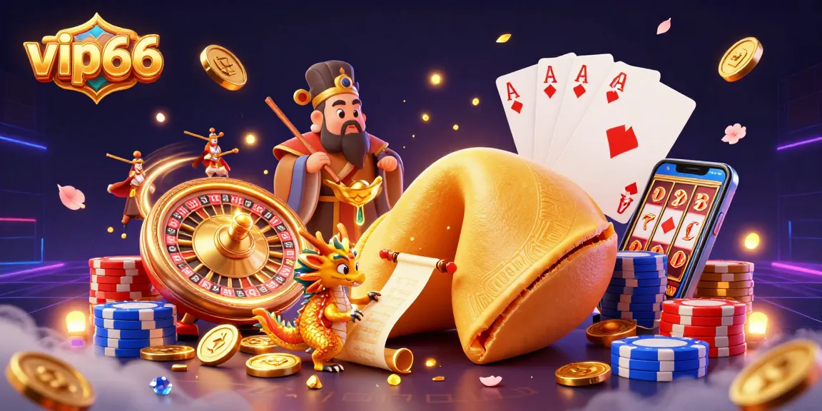 Experience the excitement of vip66 with a vibrant casino-themed illustration featuring dynamic gaming elements.
