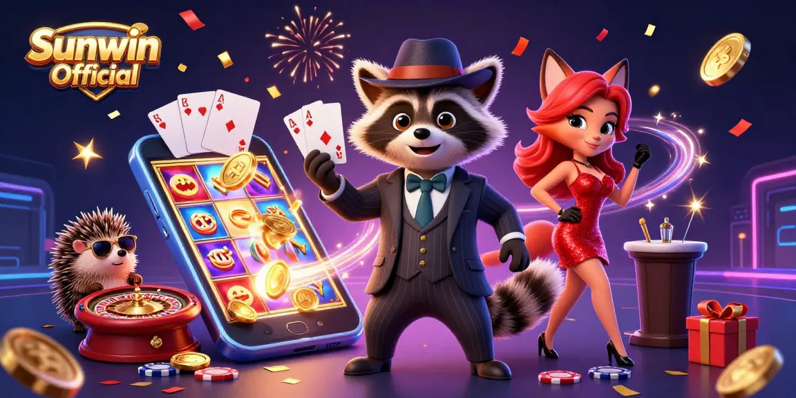 Experience the thrill of Sunwin Official with a dynamic casino scene featuring vibrant gaming elements.