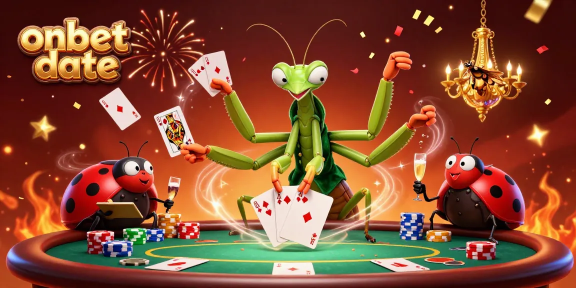 Engage in high-stakes betting actions at onbet date, featuring vibrant poker games with special characters.
