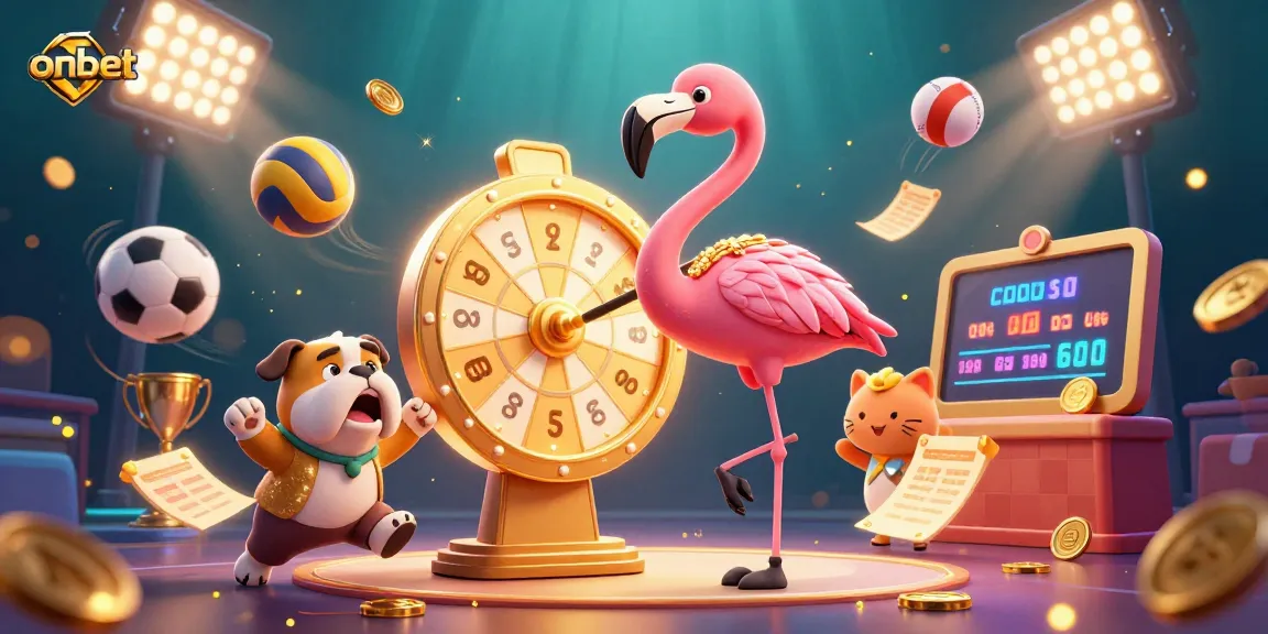 Experience excitement at onbet with vibrant 3D casino characters and dynamic sports elements in action.