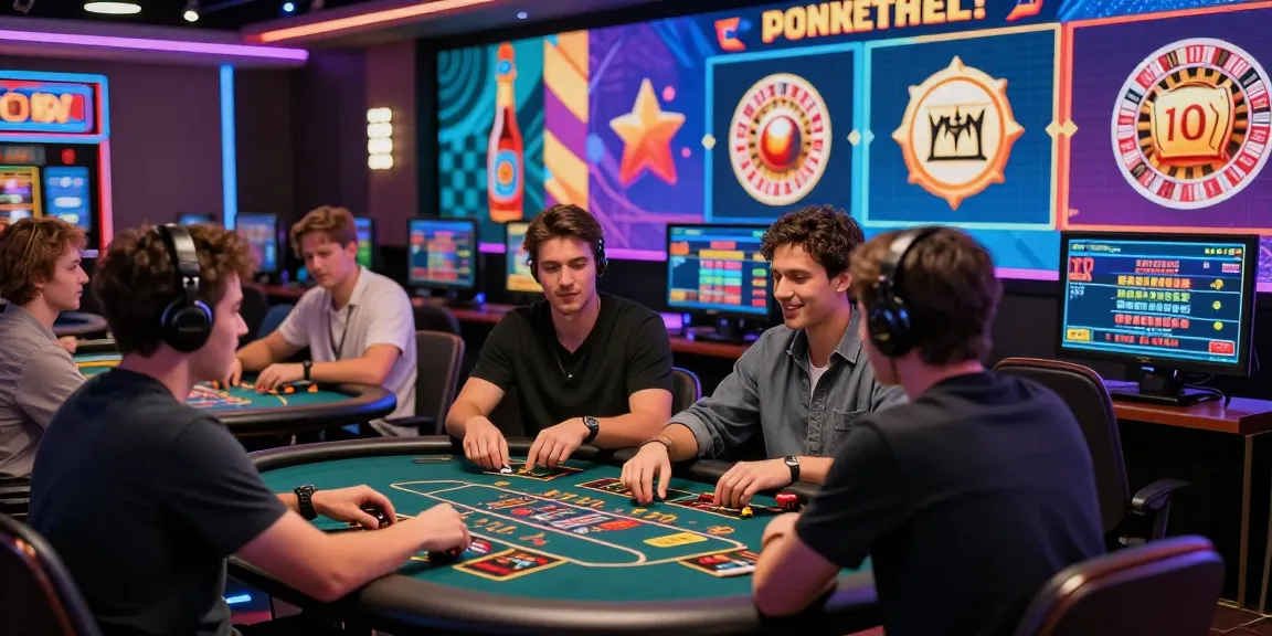 I migliori casinò online non AAMS con giocatori coinvolti in un'atmosfera vibrante e colorata.