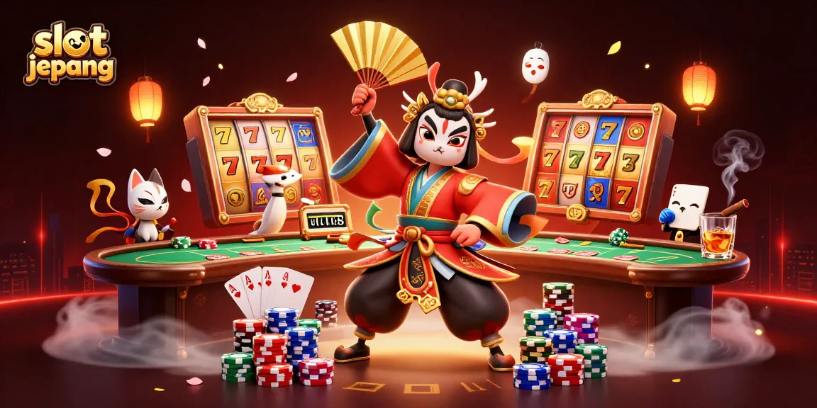 Engaging in craft slots featuring slot jepang with kabuki warriors, lively poker, and vibrant game elements.