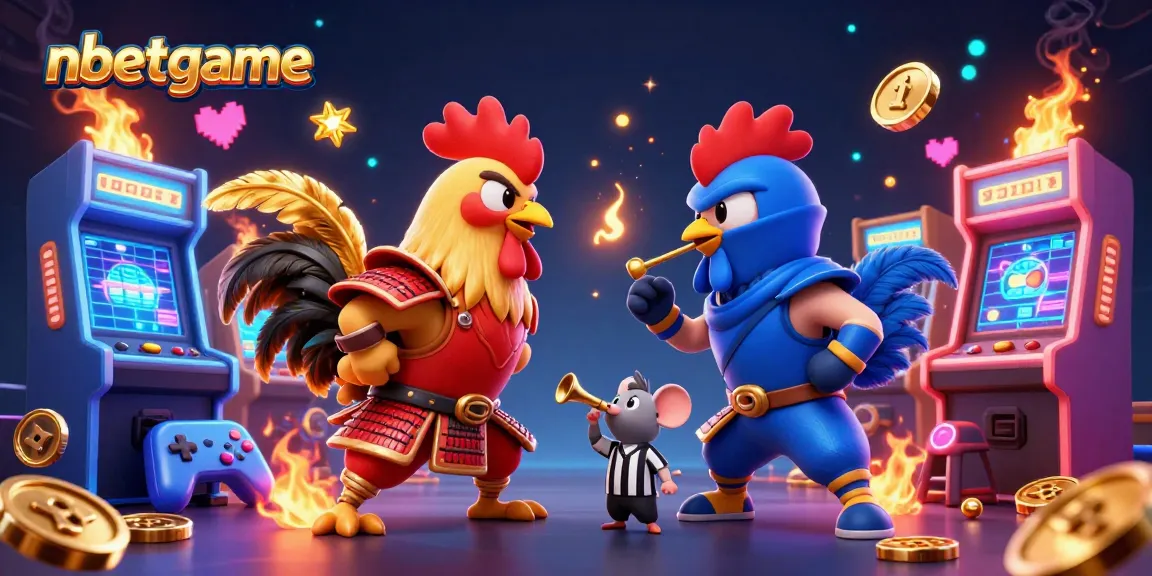 Experience intense gaming action with nbetgame's thrilling rooster showdown in this vibrant casino scene.
