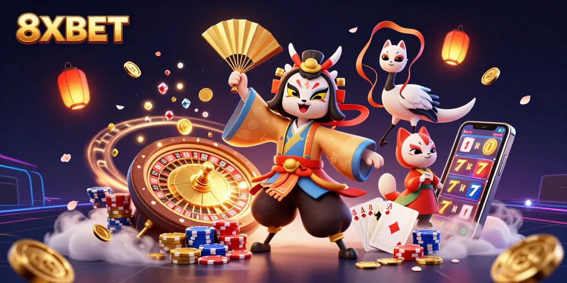 Experience thrilling games at 8XBET with dazzling displays of coins and vibrant casino elements.