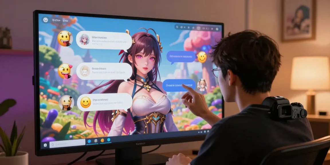 Engaging user interacting in an AI hentai chat, showcasing vibrant anime characters and dynamic chat interface.