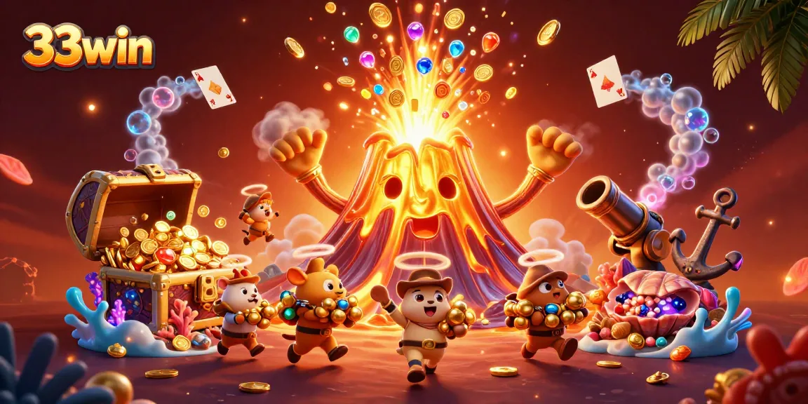 Win big at 33win with vibrant casino-themed illustrations, showcasing thrilling gaming experiences and lively action.