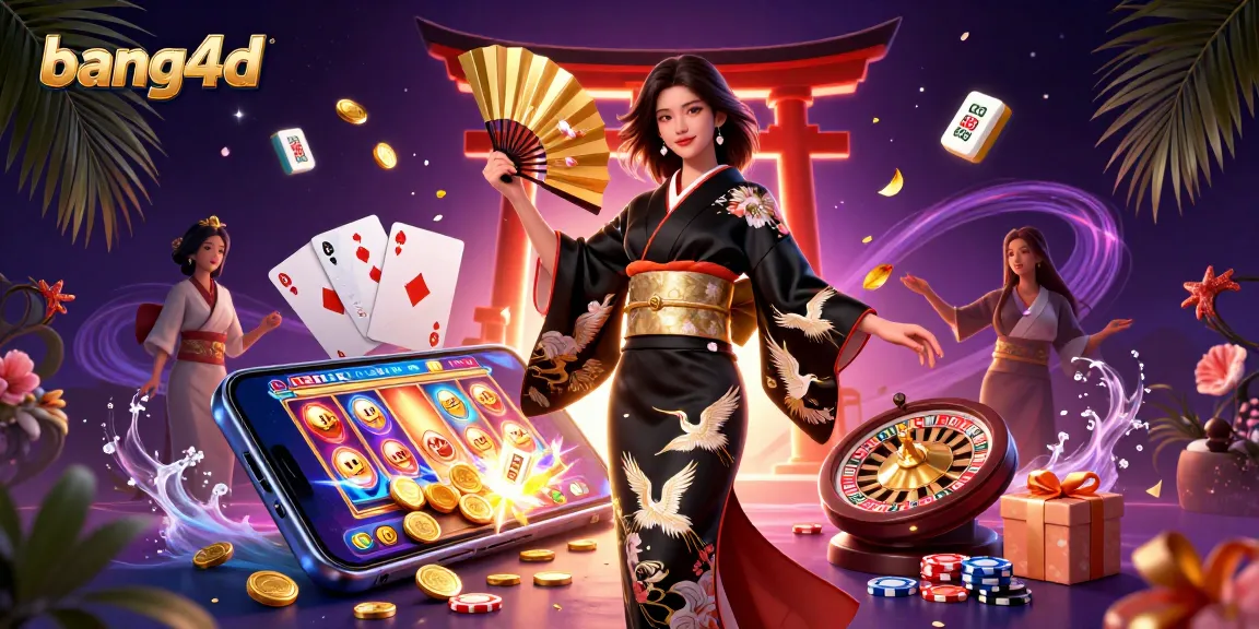 Experience exciting gameplay with bang4d's vibrant 3D casino illustration featuring slot games and rich visuals.