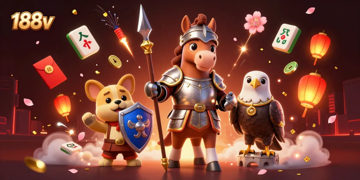 Experience the excitement of 188v online casino with knights, golden coins, and festive fireworks