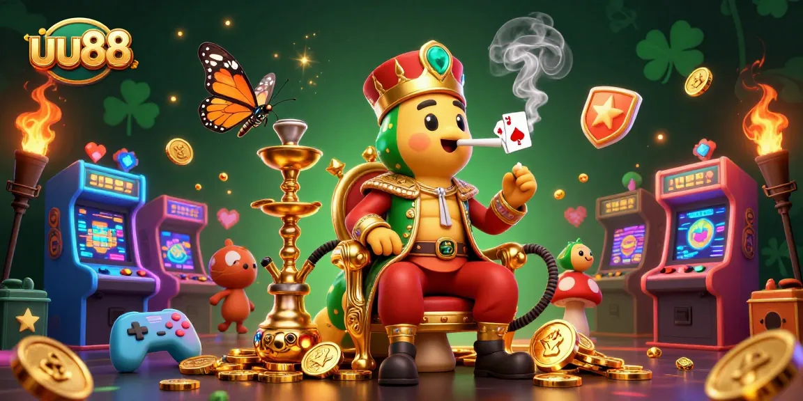 Experience exciting gaming action at uu88 with a vibrant 3D casino scene featuring the caterpillar hookah-master.