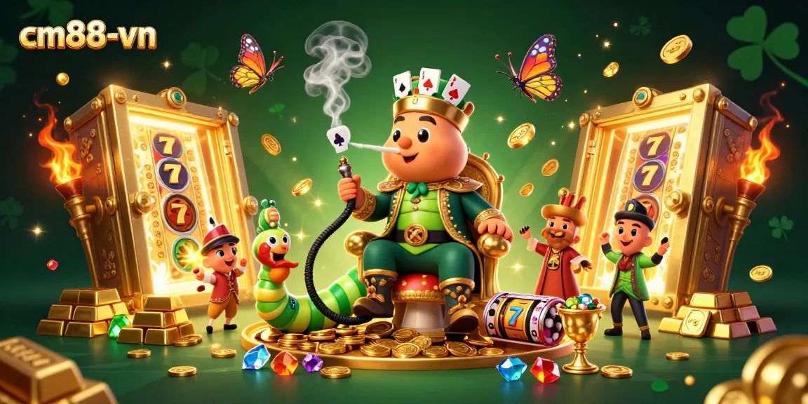 Engage with the exciting world of cm88-vn as a playful caterpillar master directs a lively casino scene.