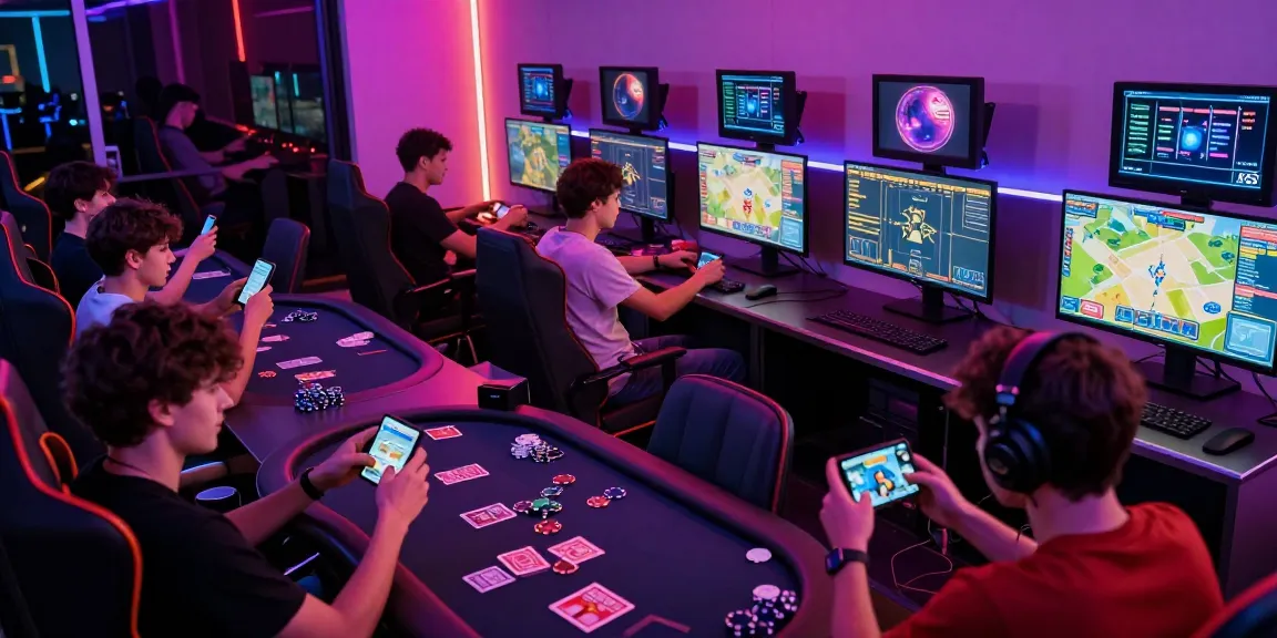 Người chơi B52 đang tham gia trò chơi đánh bài tại một phòng chơi game hiện đại.