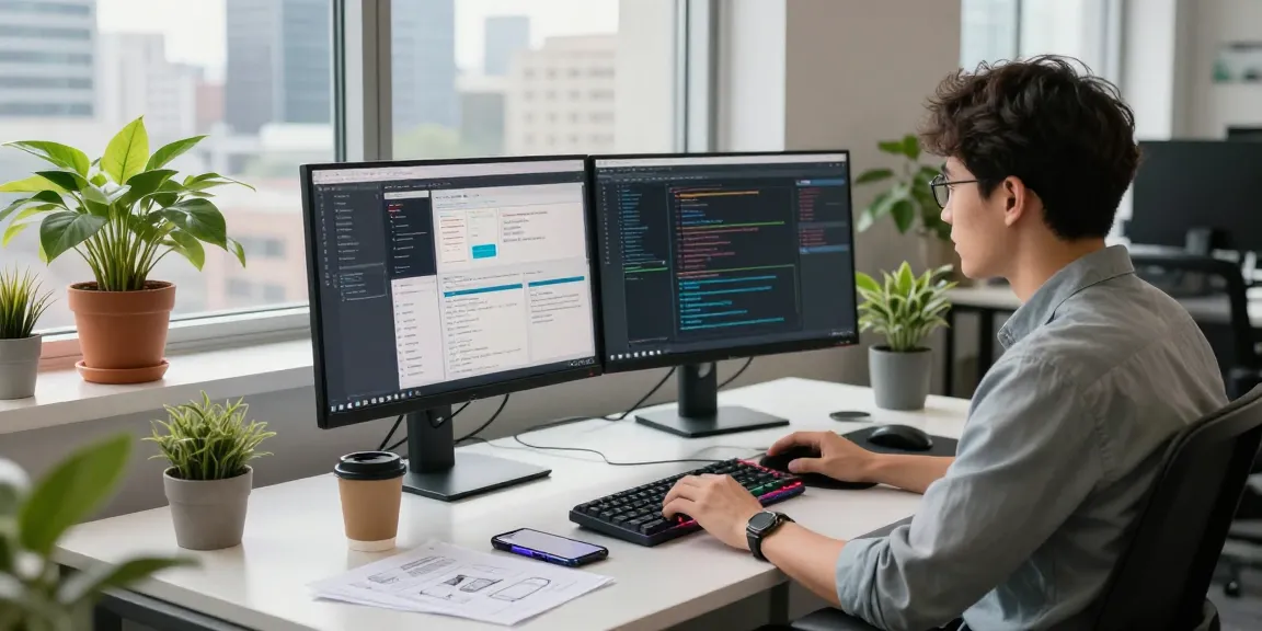 software developer working on code in a modern tech office at teiegramin.com