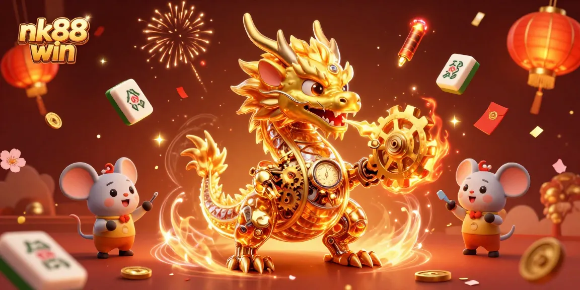 Engage in the thrilling nk88 win experience with a golden dragon and exciting casino elements.