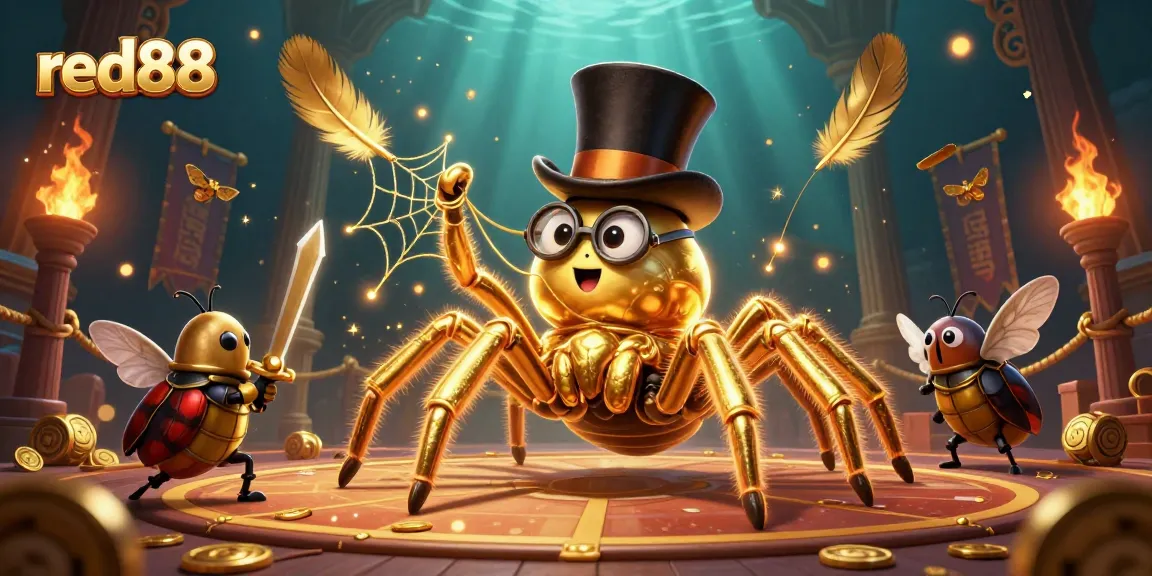 Engage with the thrilling red88 casino realm through a dynamic 3D illustration featuring vibrant characters and elements.