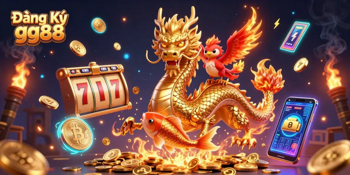 Join the action with Đăng Ký gg88 in a vibrant casino adventure surrounded by winning symbols.